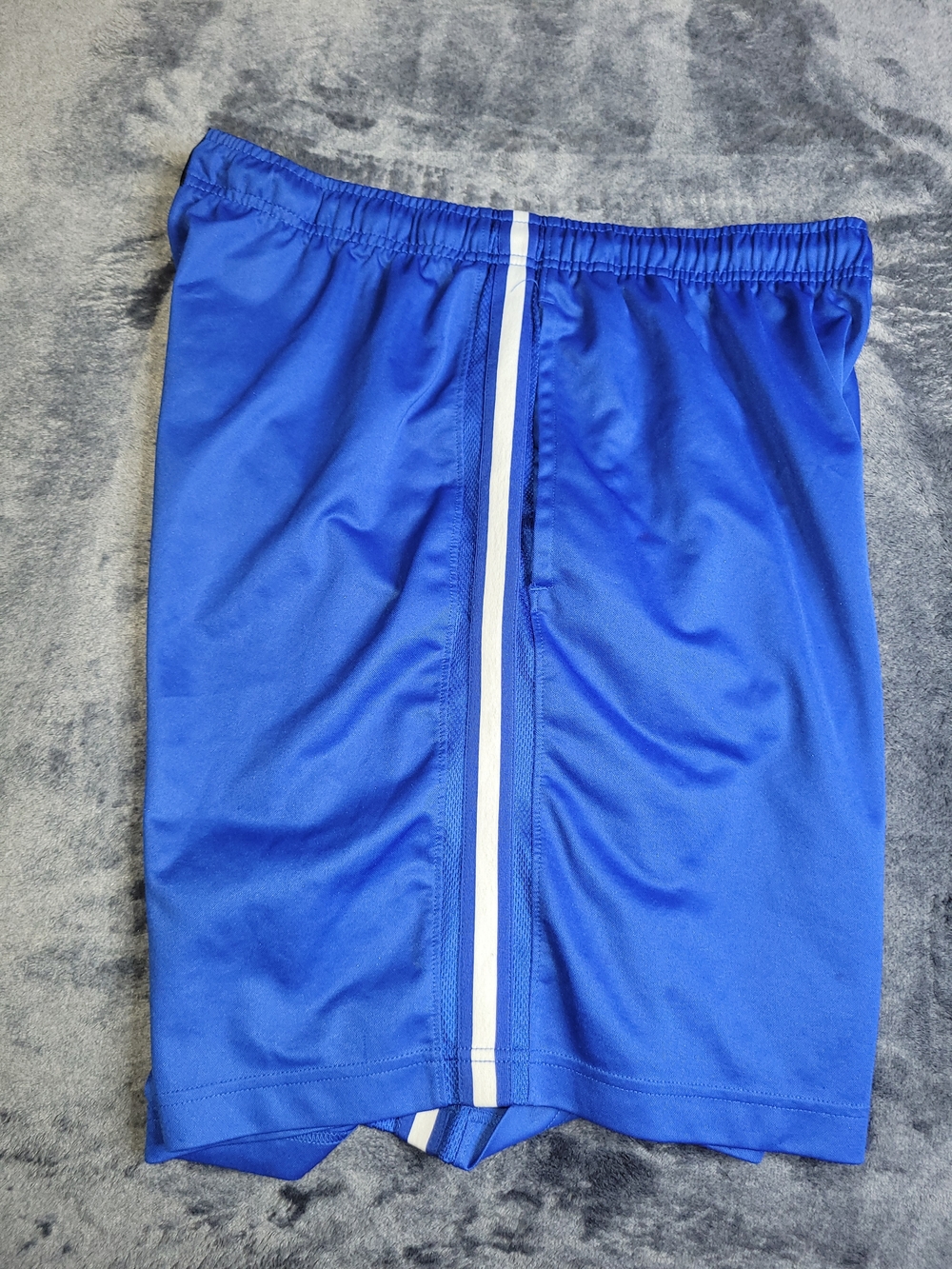 Blue Athletic Shorts with White Center Stripe